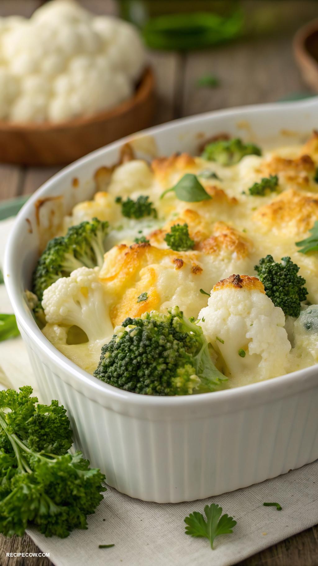 stovetop recipes Cheesy broccoli and cauliflower casserole