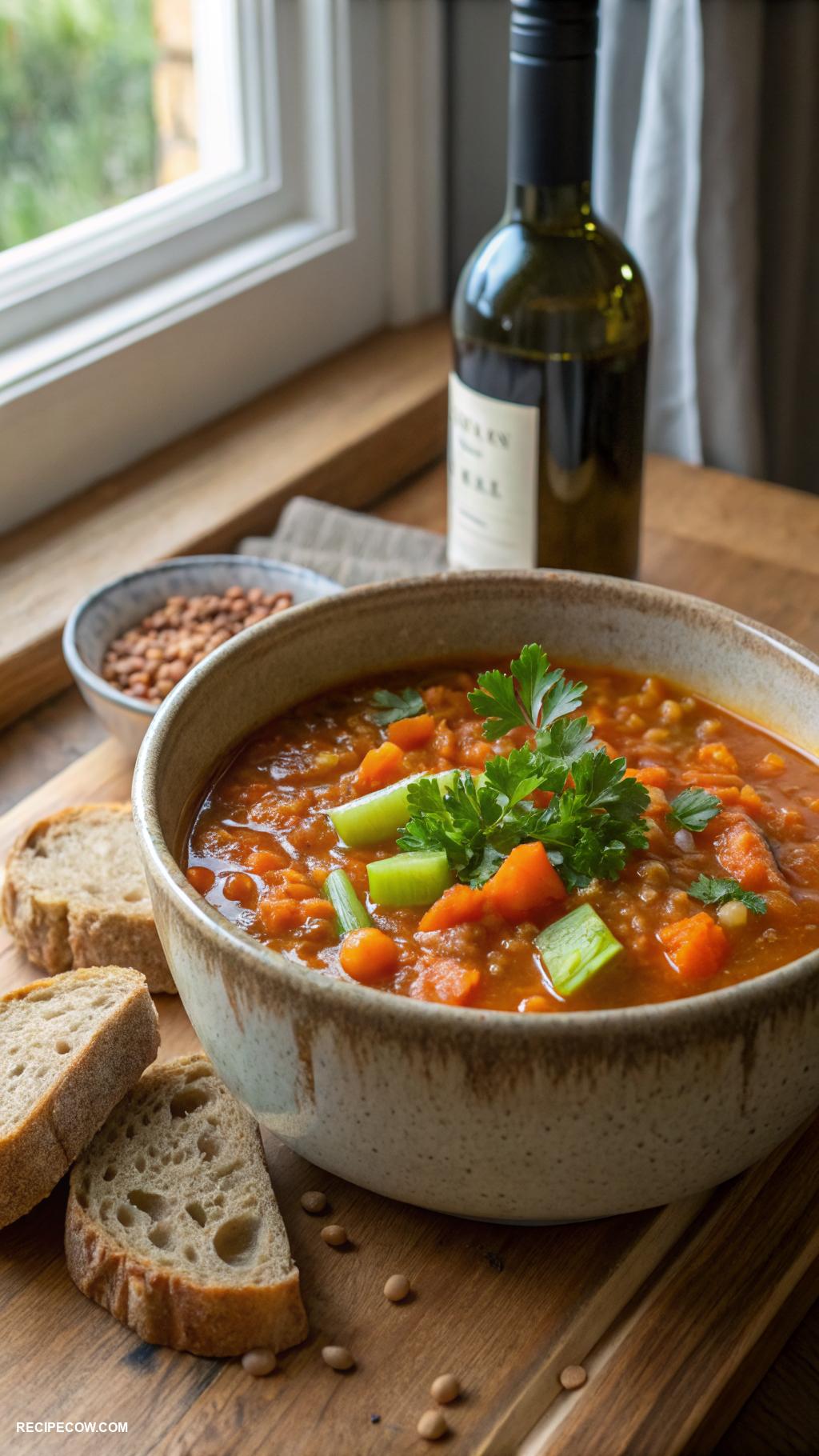 stovetop recipes Lentil soup with carrots and celery