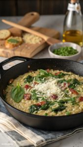 stovetop recipes Pancetta and spinach risotto on stovetop