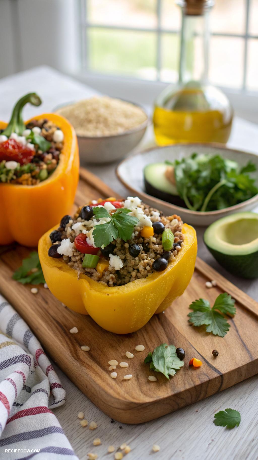 stovetop recipes Quinoa and black bean stuffed peppers