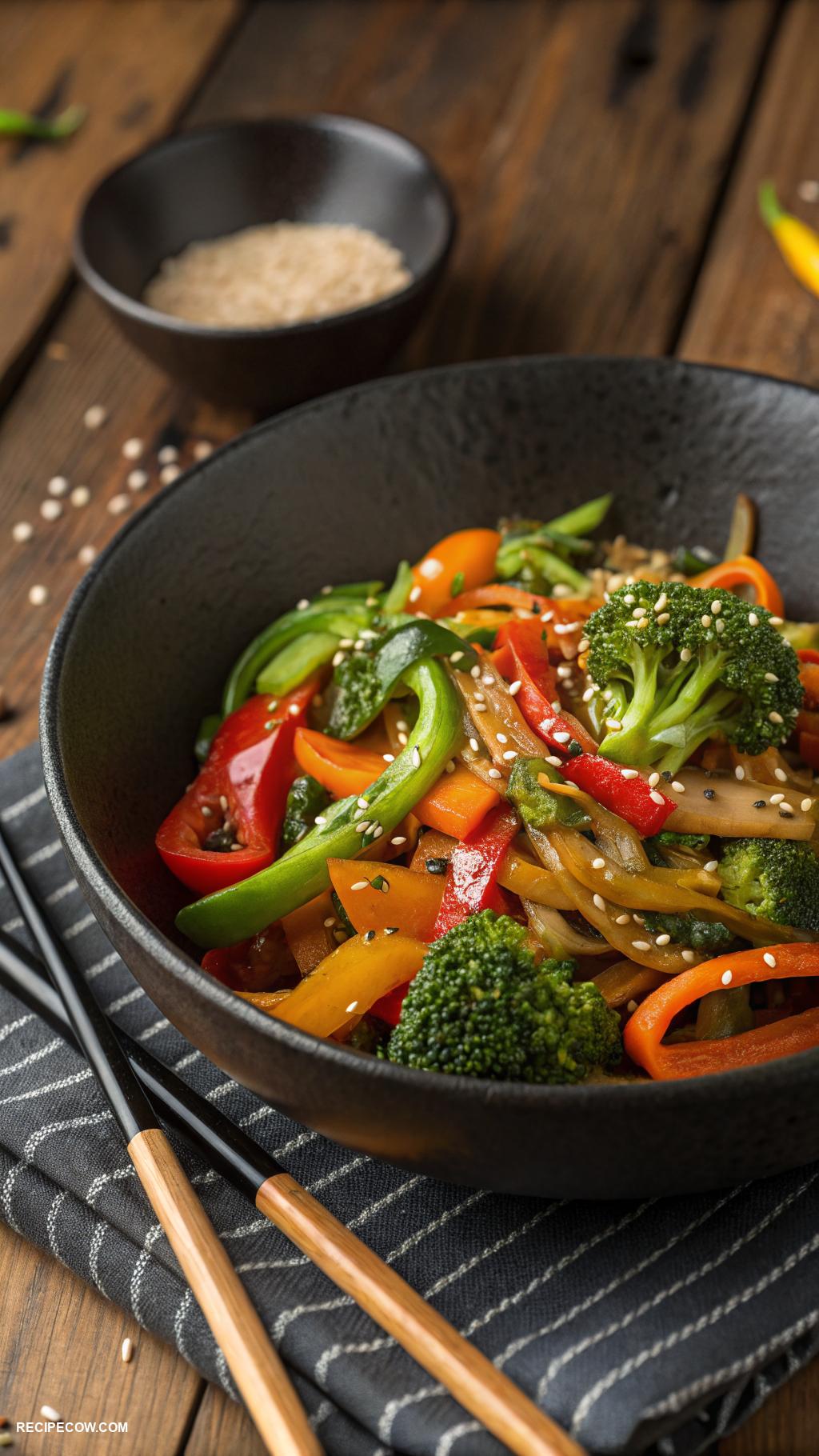 stovetop recipes Vegetable stir fry with sesame sauce