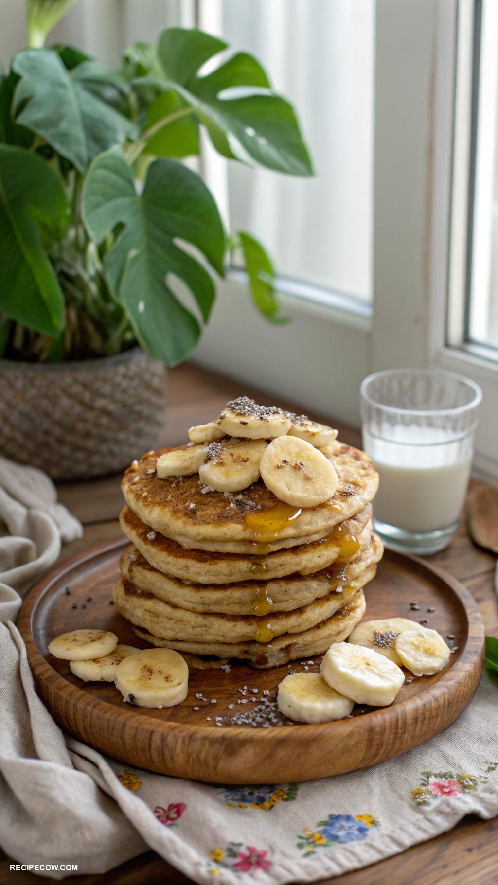 vegan breakfast Banana pancakes made with oat flour